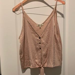 Pink shimmer button down tank top